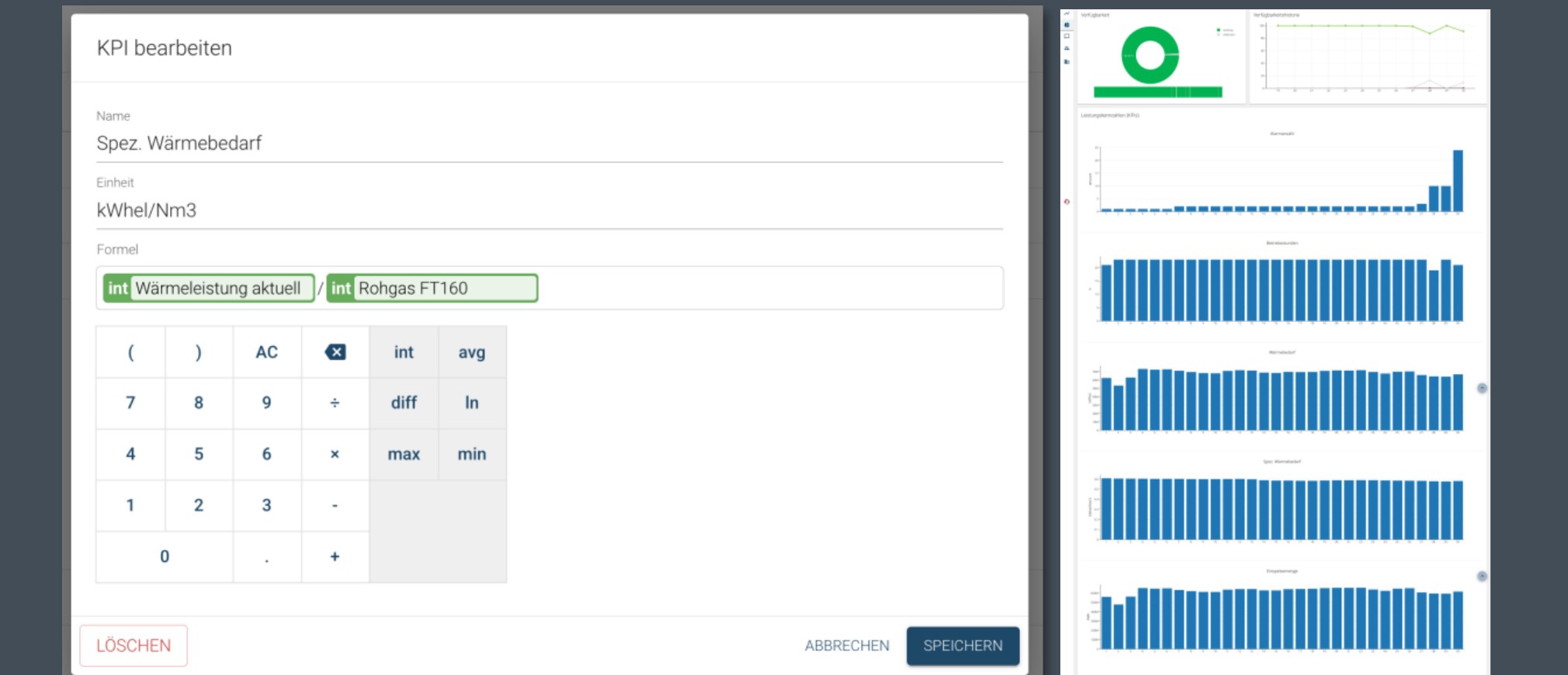 XPLORE KPI formula builder with custom calculation editor and automated report visualization